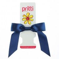 Navy Blue Satin Pony Bow